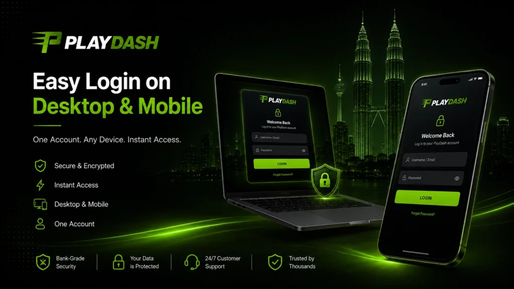 PlayDash login on desktop and mobile devices