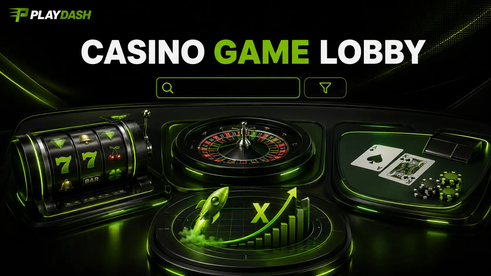 PlayDash casino game lobby with slots, live tables and instant games